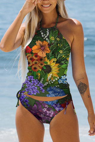 Flower Print Print Halter Swimsuit