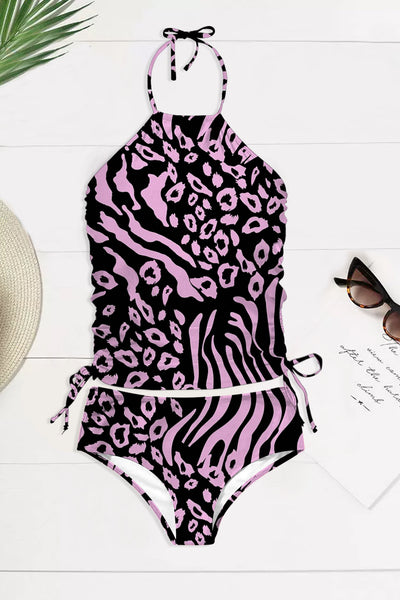 Pink & Black Leopard and Zebra Swimsuit