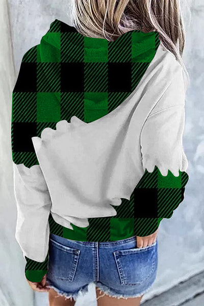 Green Leopard Plaid Lucky Hearts Hoodie