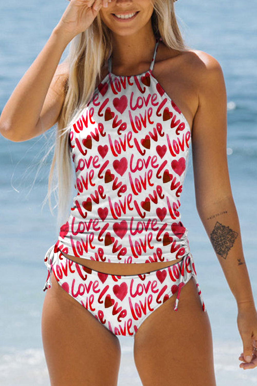 Heart Print Retro Bikini Swimsuit