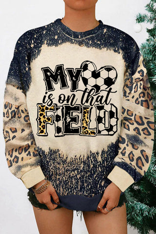 My Heart Is On That Field Soccer Ball Mom Leopard Print Sweatshirt