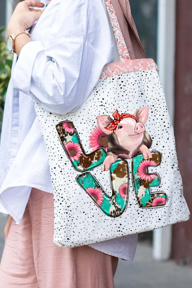 Western Love Pig Print Tote Bag