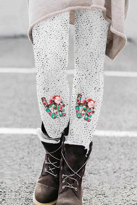 Western Love Pig Print Leggings