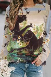 Panther Funny Butterfly Print Sweatshirt