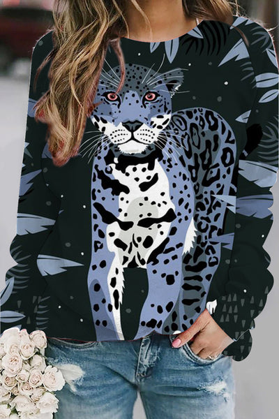 Panther In The Jungle Print Sweatshirt
