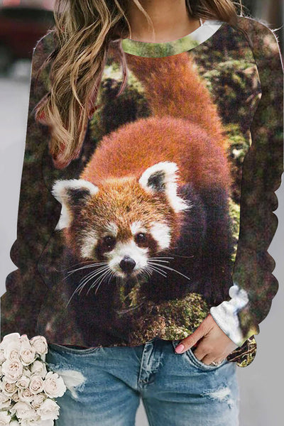 Red Pandas In The Forest Print Sweatshirt
