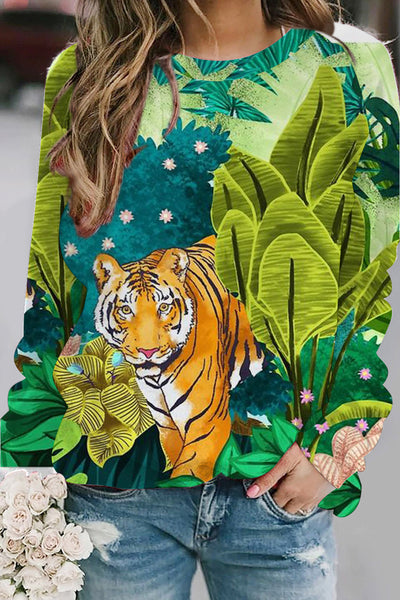Tiger Wild Life Print Sweatshirt