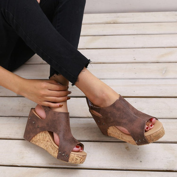 Platform Wedge Peep-Toe Sandals
