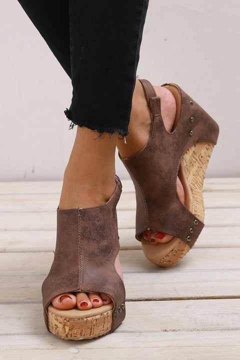 Platform Wedge Peep-Toe Sandals