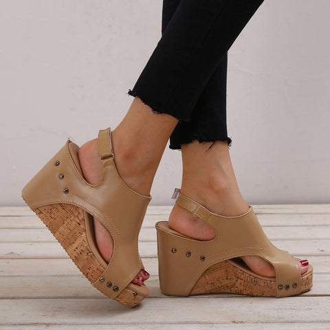 Platform Wedge Peep-Toe Sandals