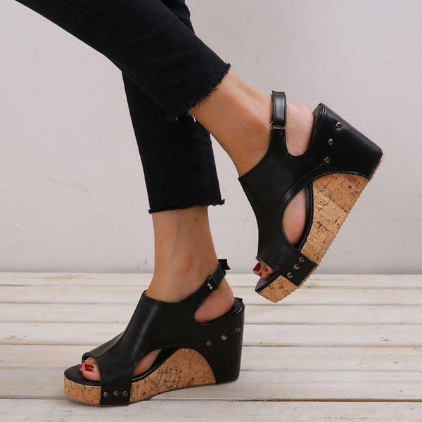 Platform Wedge Peep-Toe Sandals