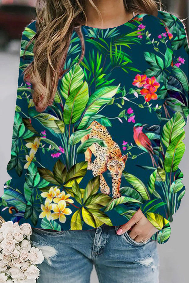 Panther In The Jungle Print Sweatshirt