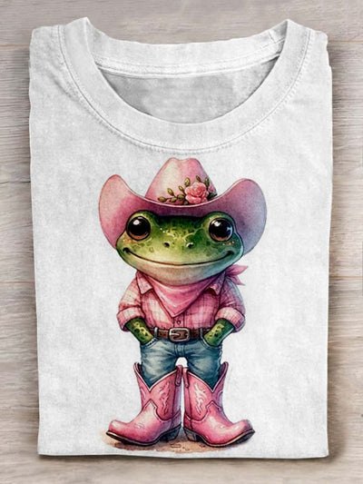 Frog Art Print Casaul Short Sleeve T-shirt