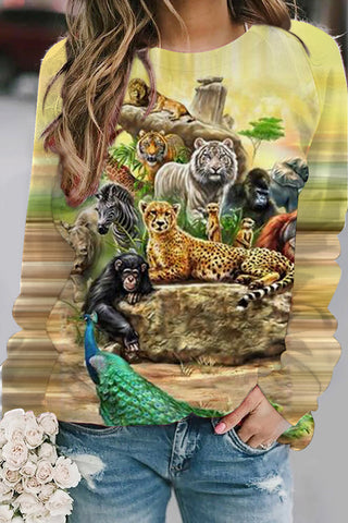 Animals In The Jungle Print Sweatshirt