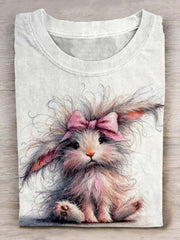 Rabbit Art Print Casaul Short Sleeve T-shirt