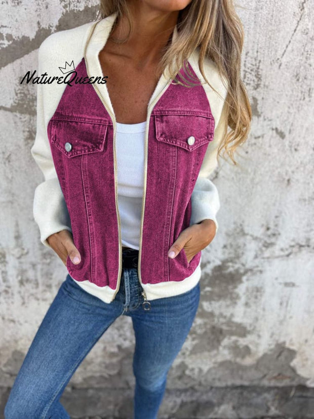 Casual V-neck Zipper Jacket