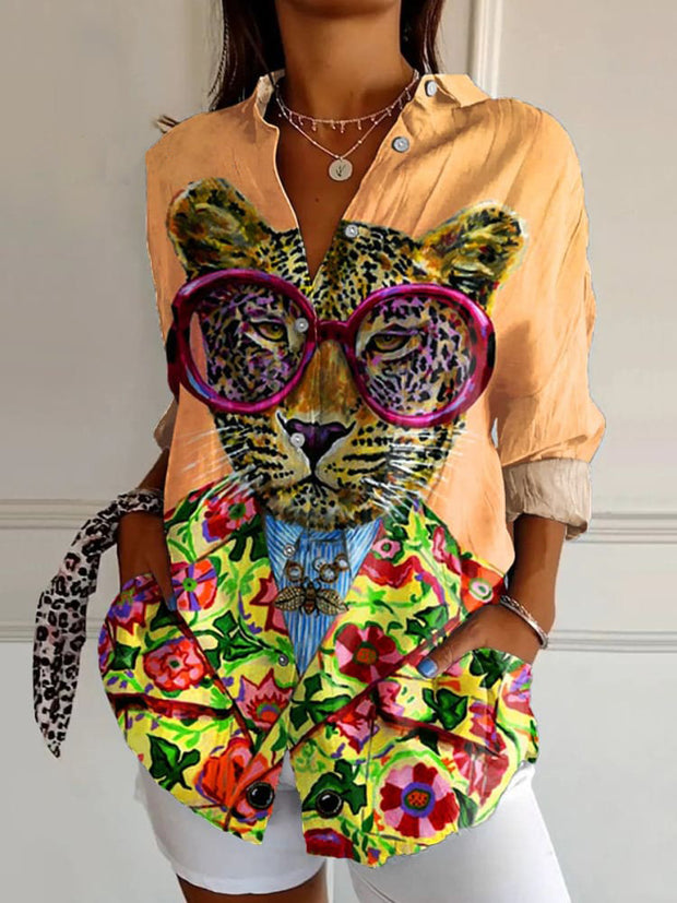 Women's Leopard Art Print Casual Shirt