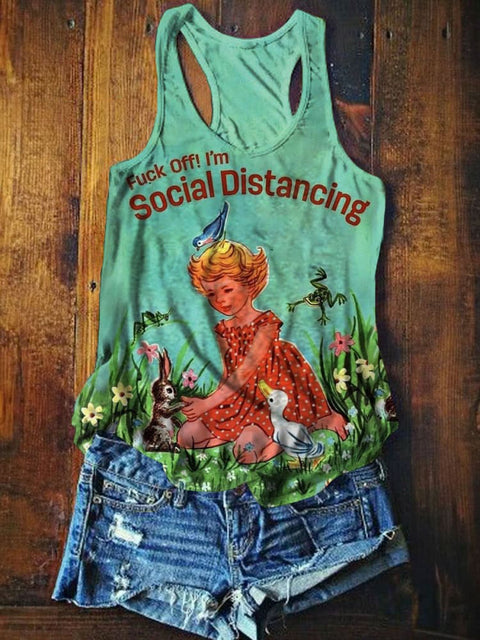 Women's Retro Funny Art Print Tank Top