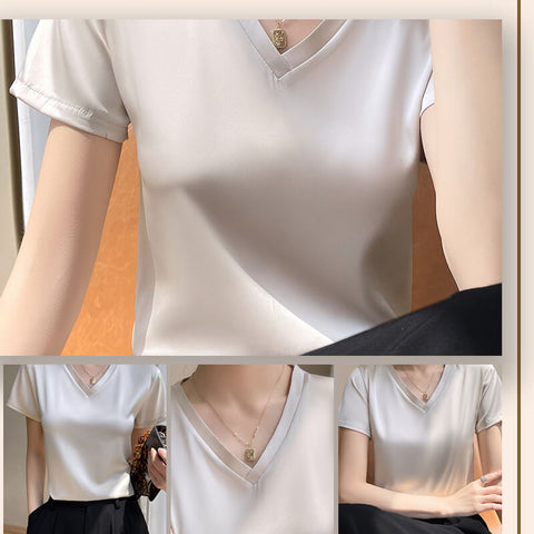 🌸49% OFF🌸Women's Breathable Silk V-Neck T-Shirt