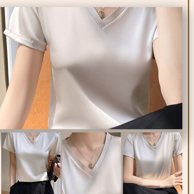 🌸49% OFF🌸Women's Breathable Silk V-Neck T-Shirt