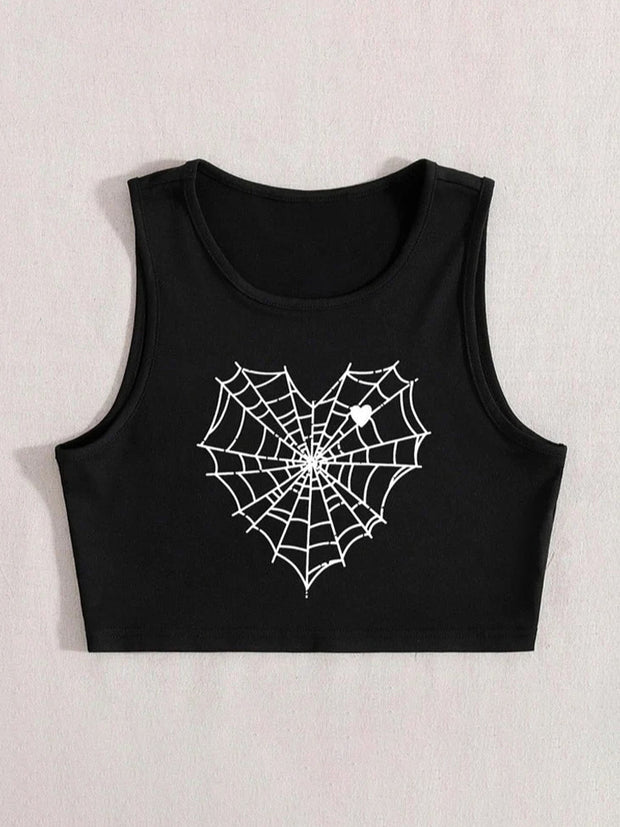 Black Spider Web Top