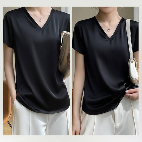 🌸49% OFF🌸Women's Breathable Silk V-Neck T-Shirt