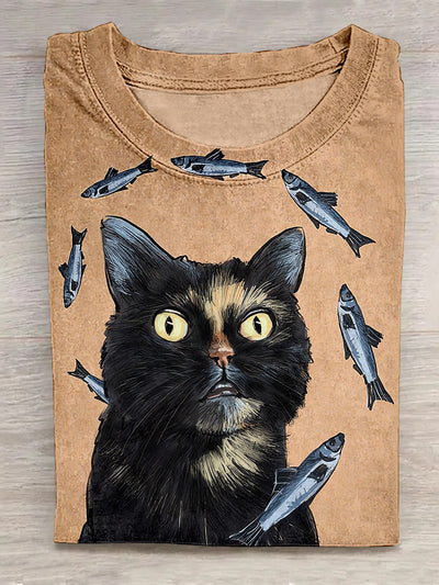 Black Cat and Dried Fish T-shirt