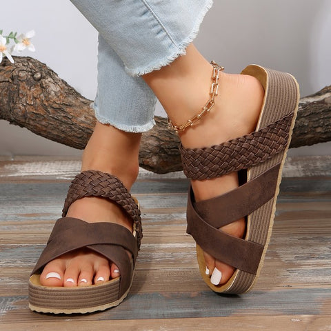 Casual Platform Mid-Heel Heightened Slippers