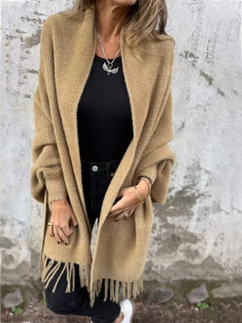 🔥Limited Time 49% Off 🔥Women's Long Sleeve Casual Tassel Shawl Coat