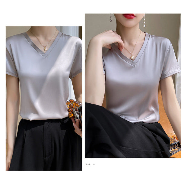 🌸49% OFF🌸Women's Breathable Silk V-Neck T-Shirt