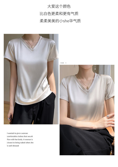 🌸49% OFF🌸Women's Breathable Silk V-Neck T-Shirt