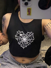 Black Spider Web Top