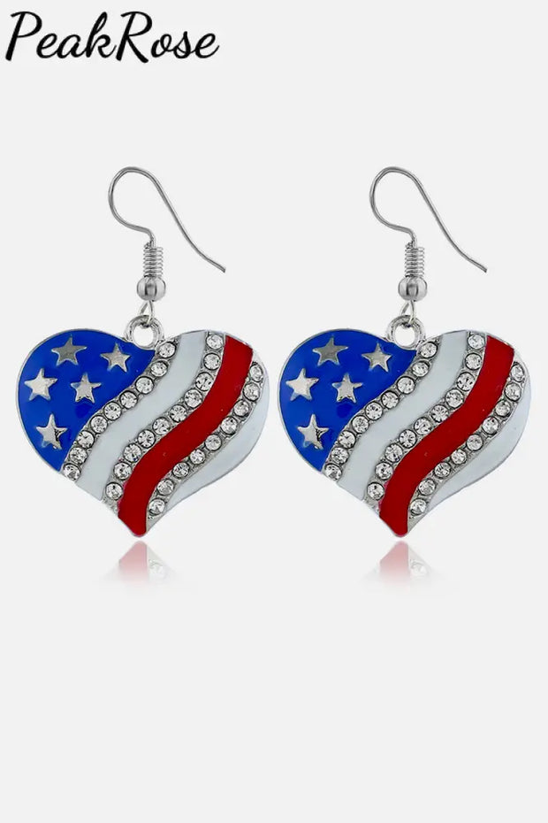 Alloy Dripping Diamond Heart-Shaped Flag Stud Earrings