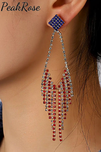 American Flag Claw Chain Earrings