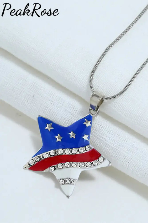 American Flag Necklace One Size