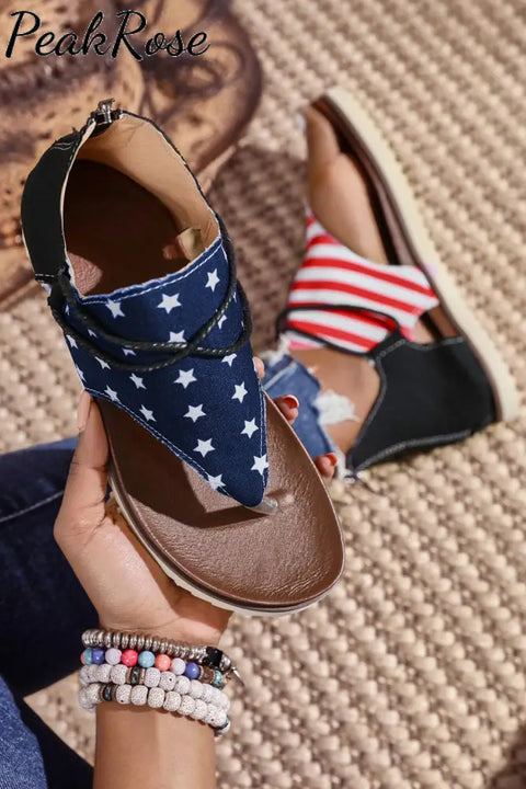 American Flag Patriotic Usa Comfort Flat Sandals Summer Flip Flops