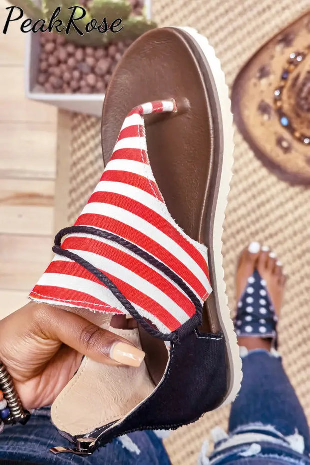 American Flag Patriotic Usa Comfort Flat Sandals Summer Flip Flops