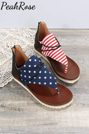 American Flag Patriotic Usa Comfort Flat Sandals Summer Flip Flops