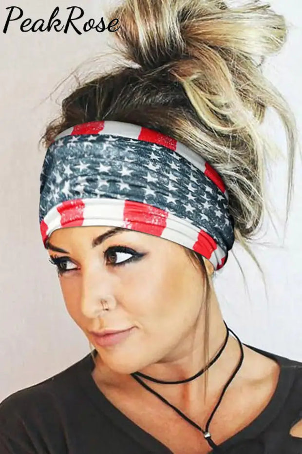 American Flag Printed Yoga Sports Headband