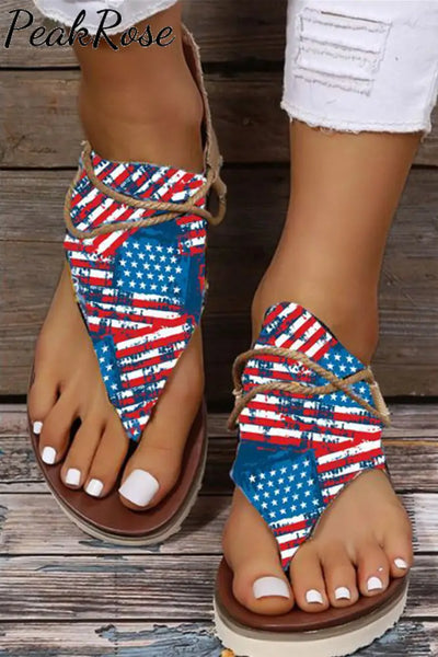 American Flag Retro Sandals Shoes / 3.5(35)