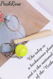 American Softball Bat And Ball Key-Chain