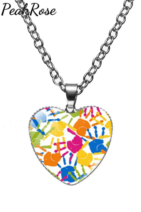 Autism Awareness Acceptance Love Multicolour Puzzle Necklace One Size / Style 3