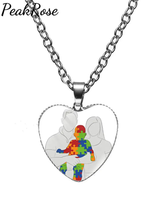 Autism Awareness Acceptance Love Multicolour Puzzle Ribbon Necklace One Size / Style 3