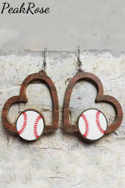 Ball Games Heart Print Earrings One-Size / Baseball