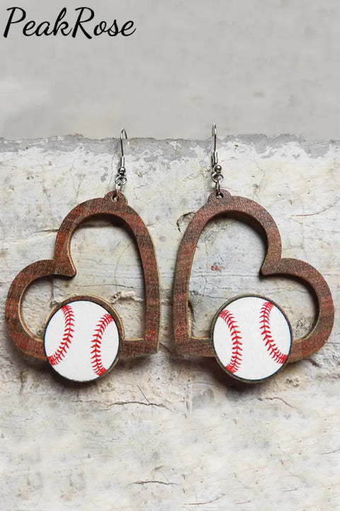 Ball Games Heart Print Earrings One-Size / Baseball