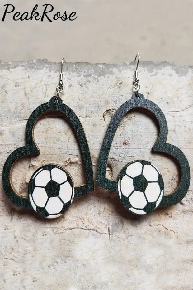 Ball Games Heart Print Earrings One-Size / Soccer