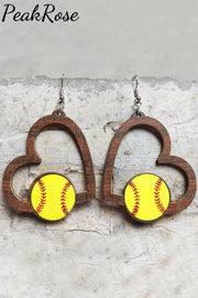 Ball Games Heart Print Earrings One-Size / Softball