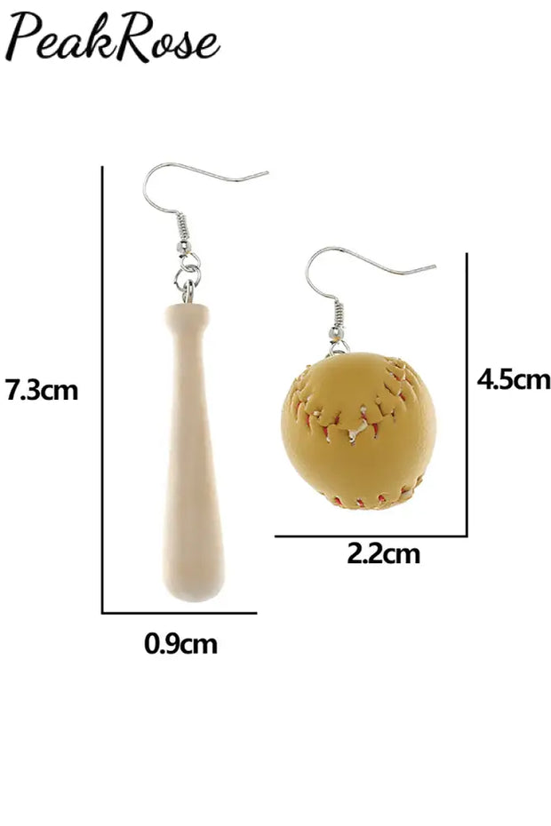 Baseball Softball Ball & Bat Earrings