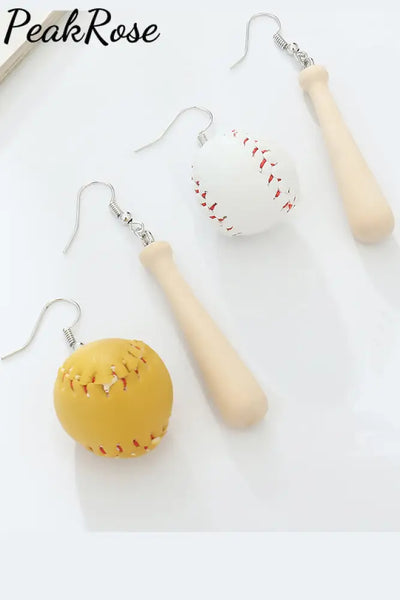 Baseball Softball Ball & Bat Earrings