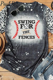 Baseball Swing For The Fences Black Bleached T-Shirt